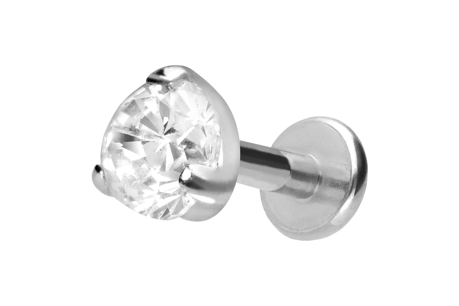 Titan Labret Piercing mit Innengewinde EINGEFASSTER KRISTALL